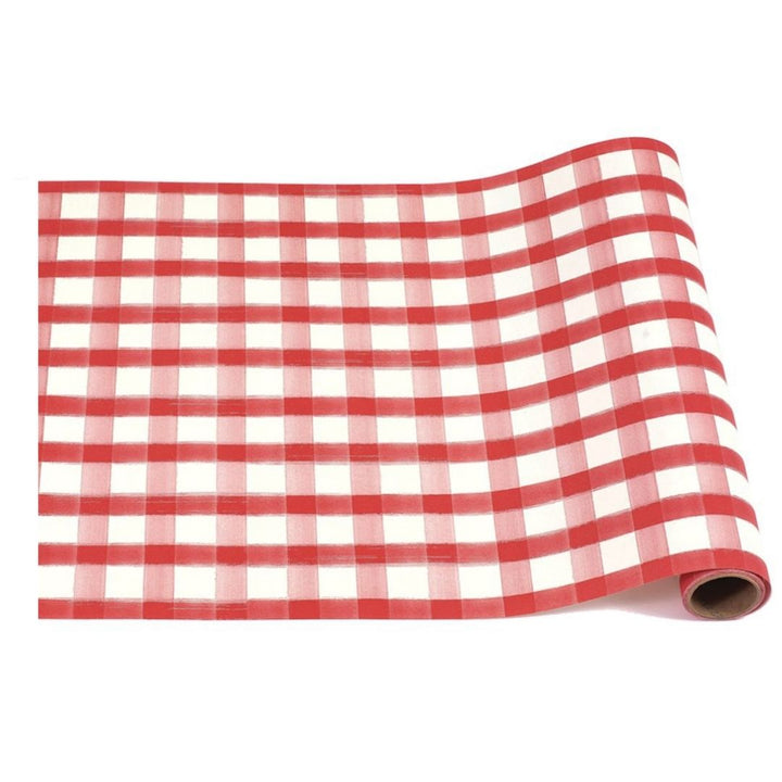 Red Painted Check Runner - 20" x 25'
