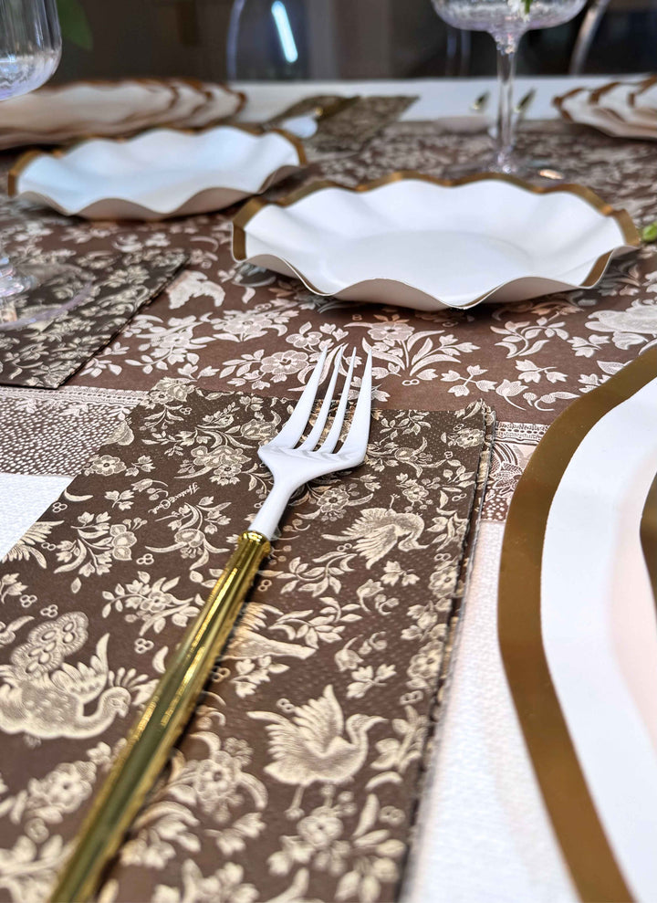 Royal Peacock Table Setting - Brown