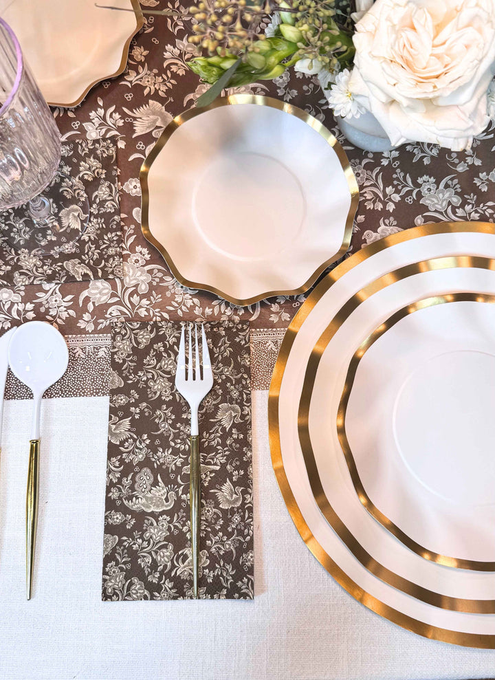 Royal Peacock Table Setting - Brown