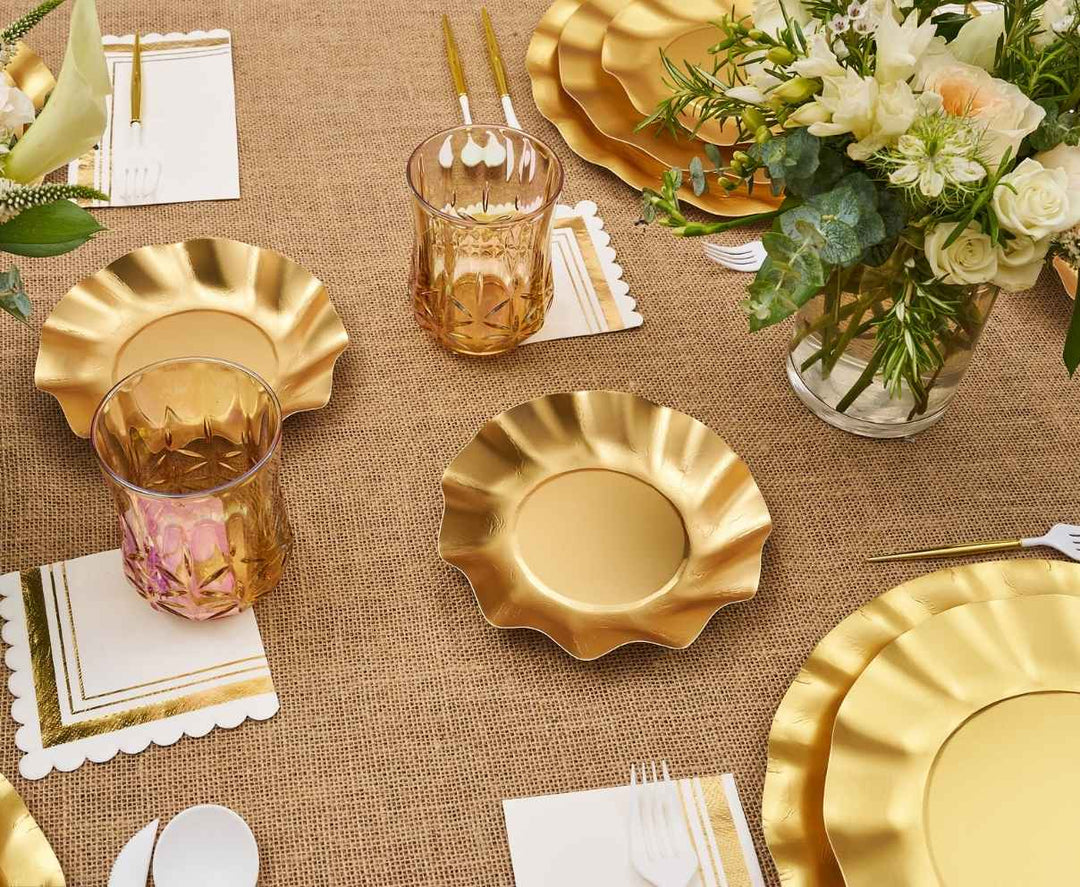 Satin Gold Wavy Paper Appetizer/Dessert Bowls/8pk