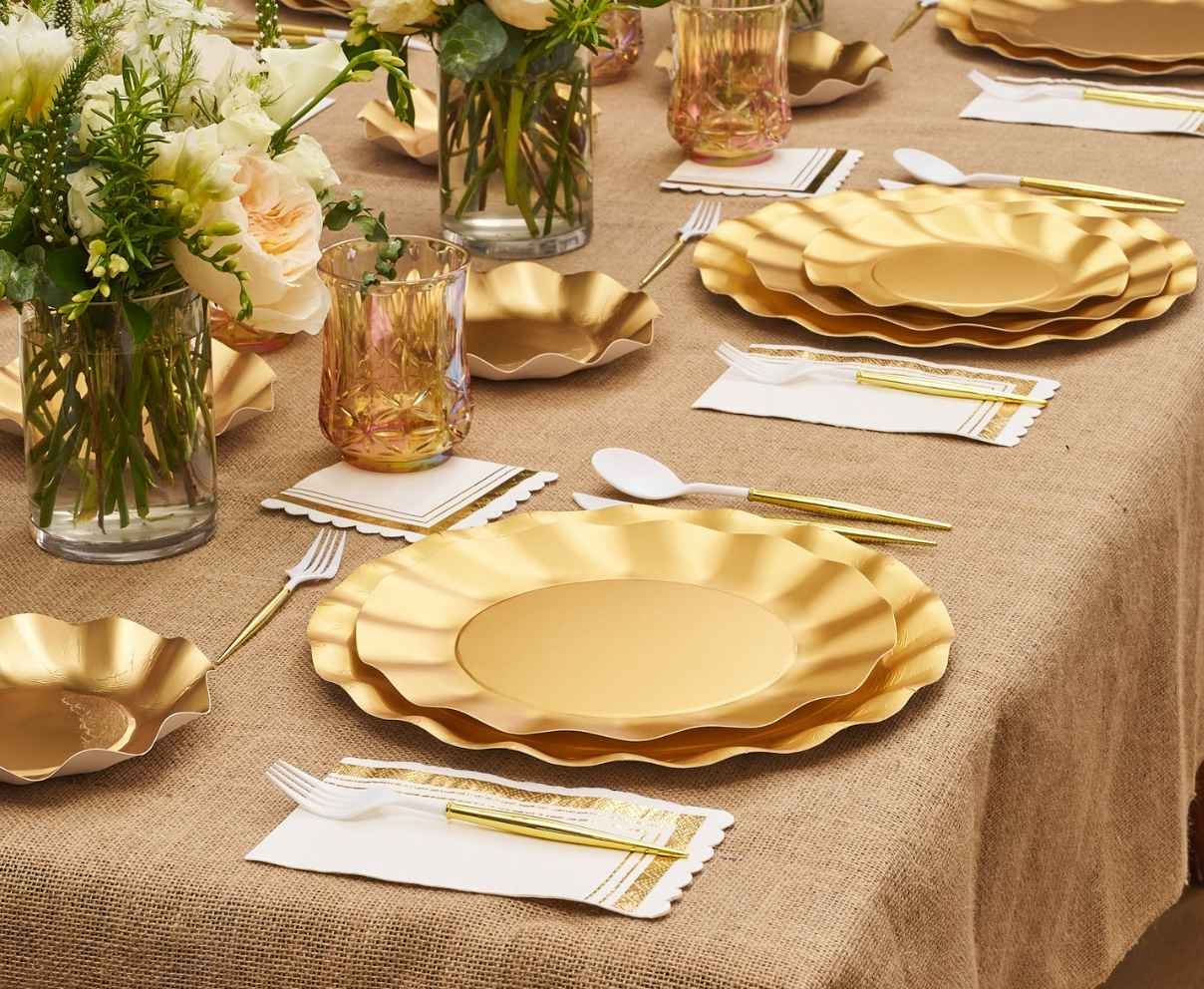 Satin Gold Table Setting – Sophistiplate LLC