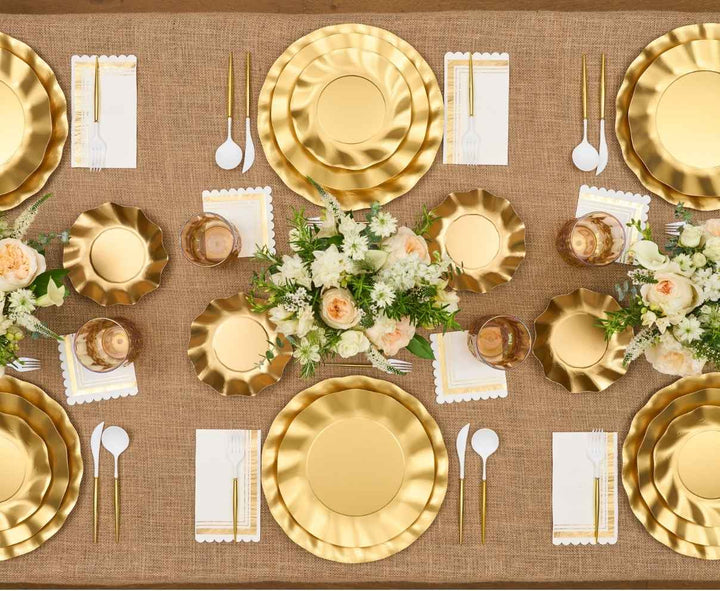 Satin Gold Wavy Paper Appetizer/Dessert Bowls/8pk