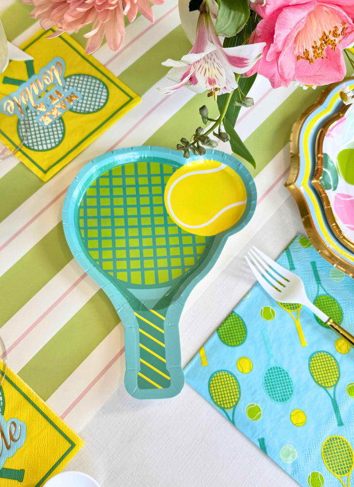 Tennis Racket Appetizer/Dessert Plates/8pk