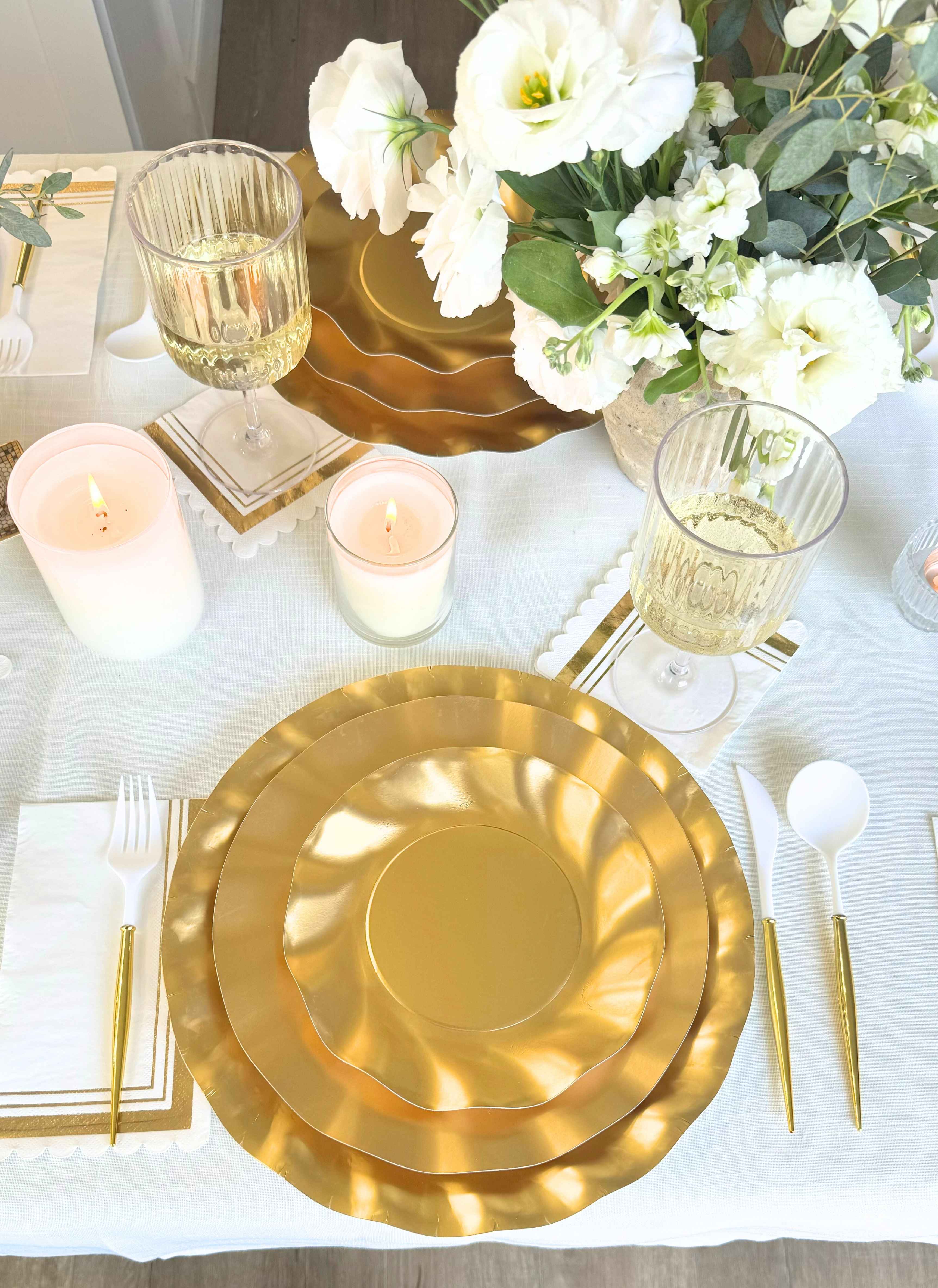 Satin Gold Table Setting – Sophistiplate LLC