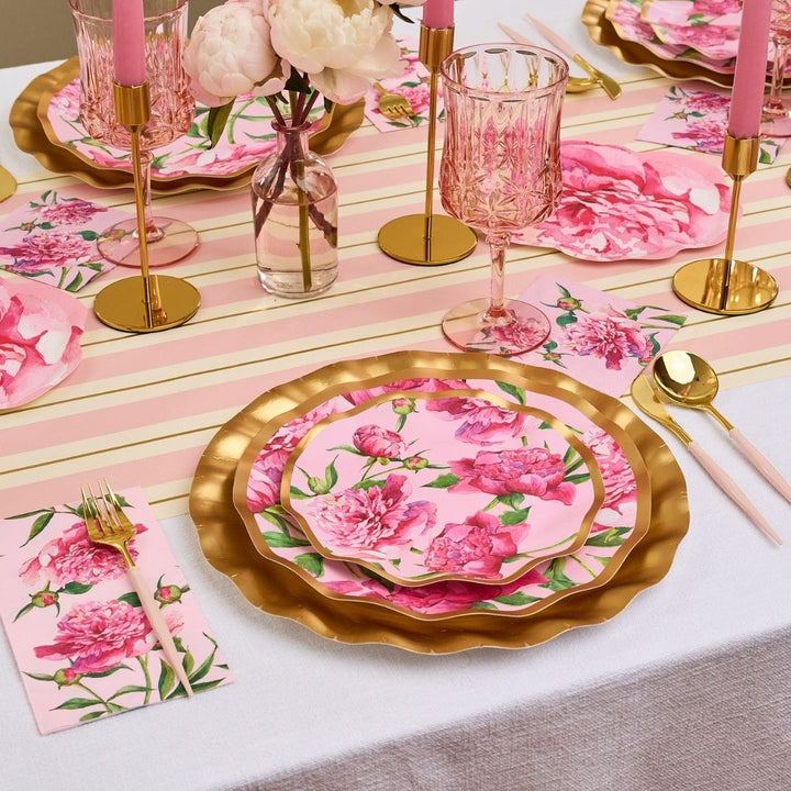 Pink Peonies Table Setting For 8 Guests