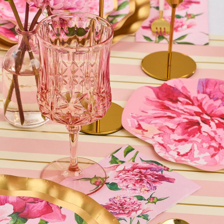 Pink Peonies Table Setting For 8 Guests