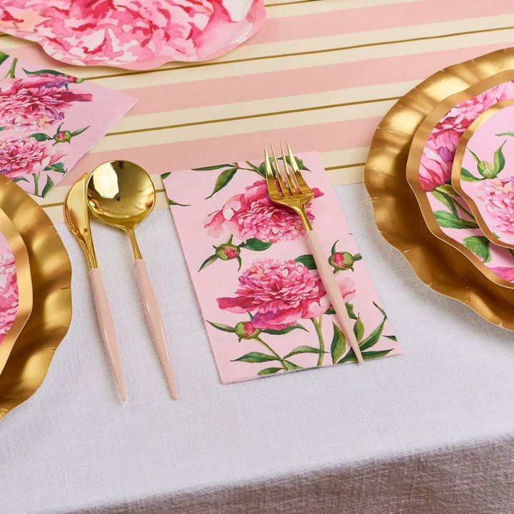 Pink Peonies Table Setting For 8 Guests