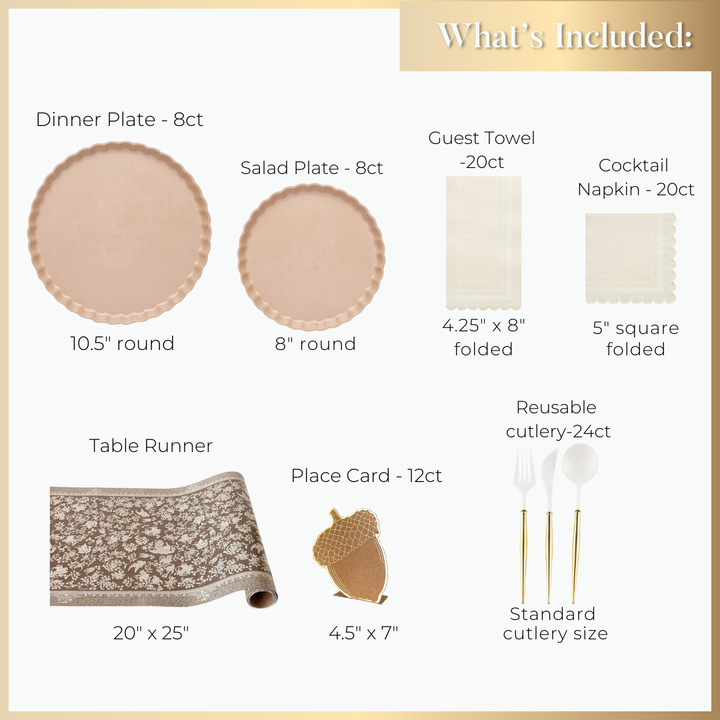 Royal Peacock Table Setting - Brown & Cream