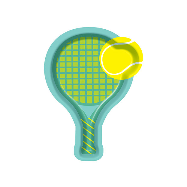Tennis Racket Appetizer/Dessert Plates/8pk