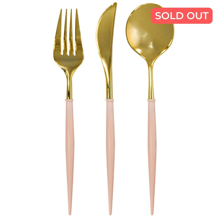 Blush & Gold Bella Assorted Plastic Cutlery/24pc, Service for 8