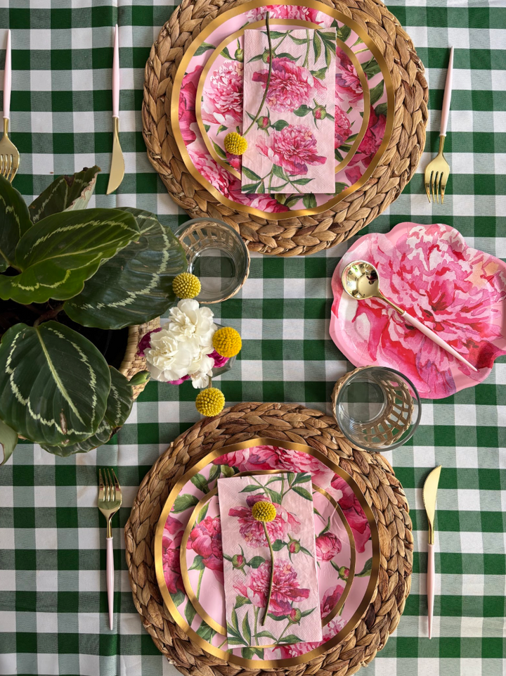 Wavy Salad Plate Pink Peonies - 8pkg