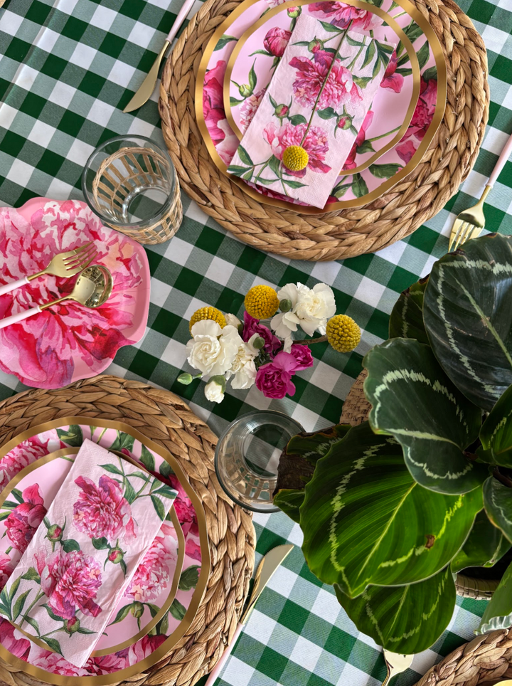 Wavy Salad Plate Pink Peonies - 8pkg