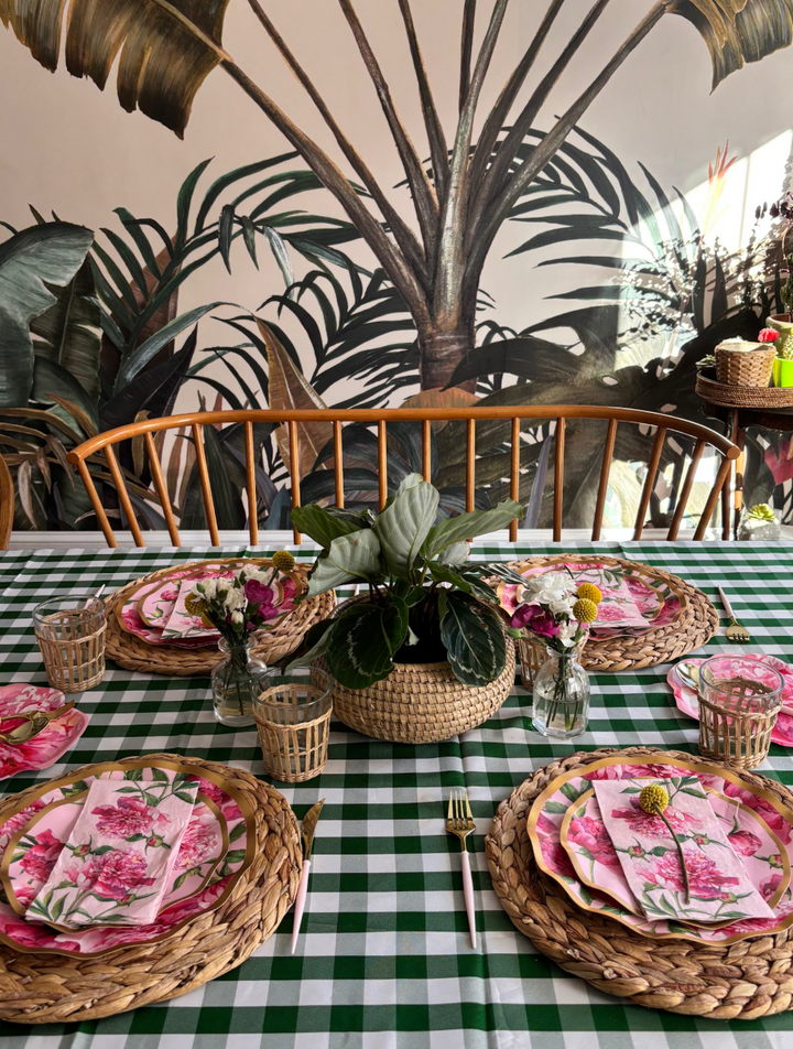 Wavy Salad Plate Pink Peonies - 8pkg