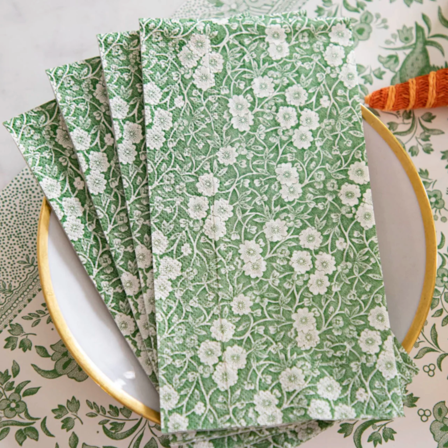 Green Calico Paper Guest Towels/16 pack