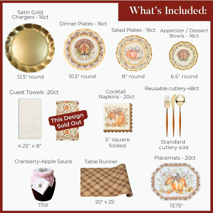 Turkey & Gourds: Thanksgiving Table for 16