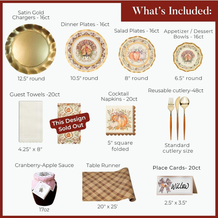 Turkey & Gourds: Thanksgiving Table for 16