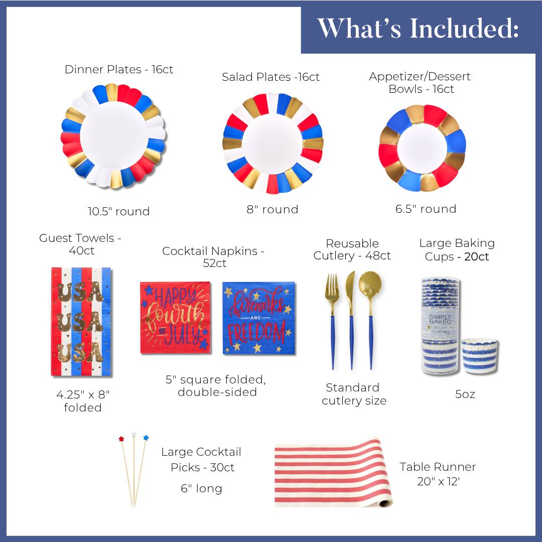 4th of July Table for 16+: Modern Patriotic