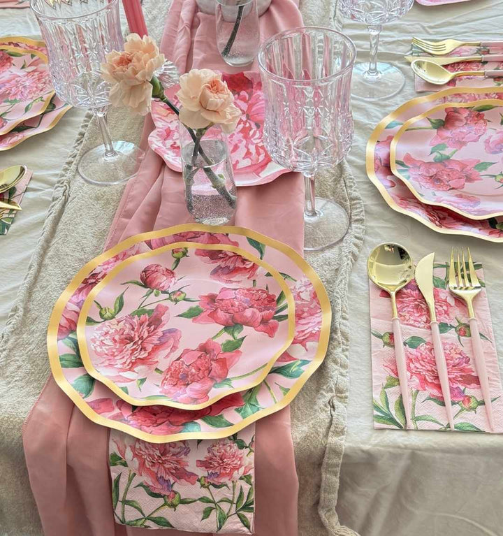 Pink Peonies Table Setting