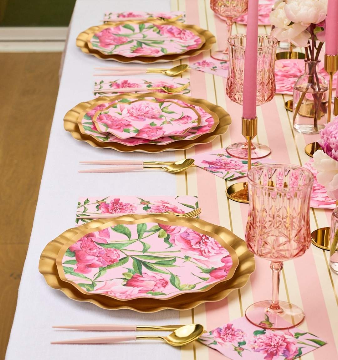 Pink Peonies Table Setting