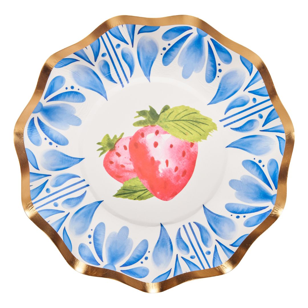 Wavy Appetizer/Dessert Bowl Bleu Strawberries - 8pkg