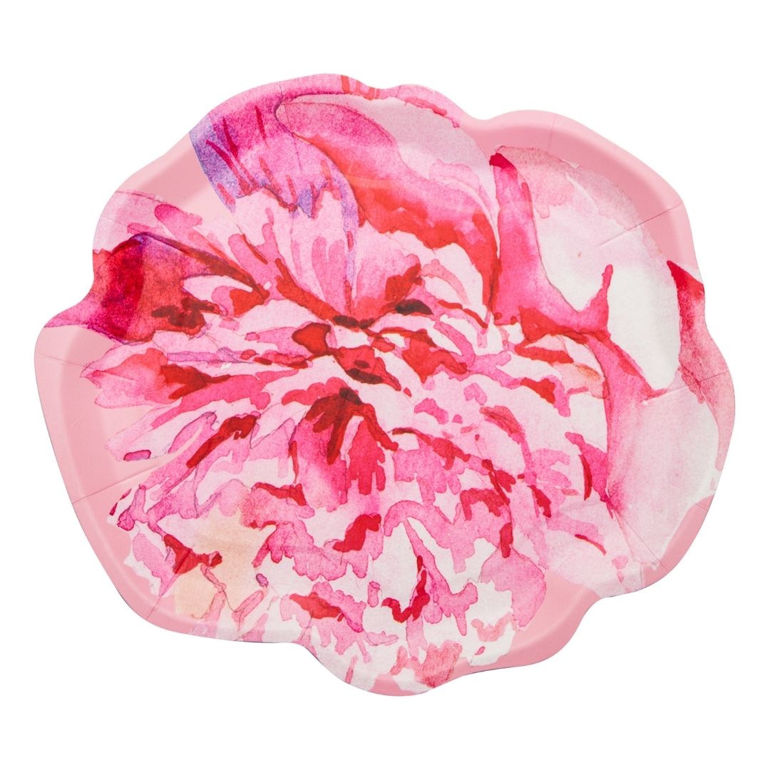 Peony Salad Plate Pink Peonies - 8pkg