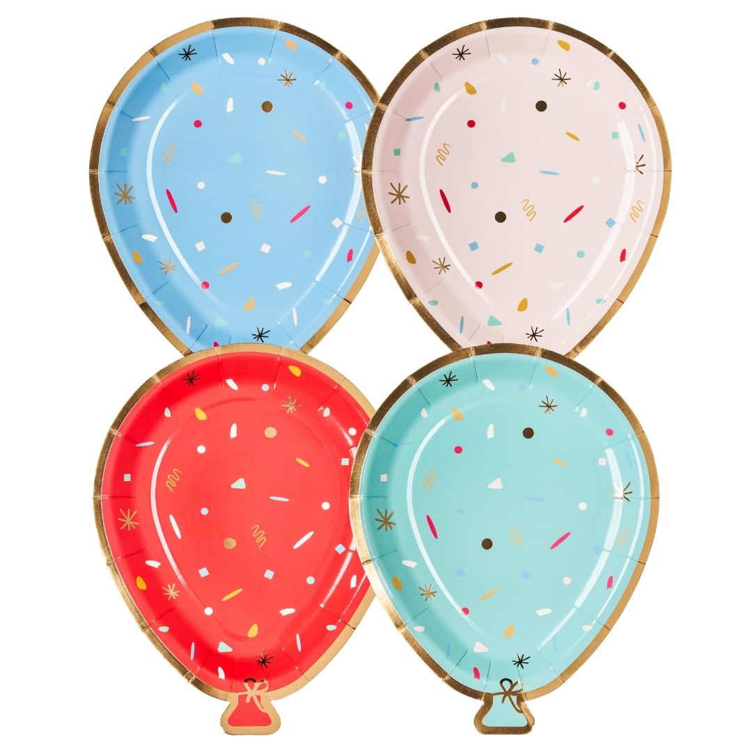 Balloon Die Cut Salad Plate Lets Celebrate Assorted - 8pkg