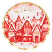 Christmas Village Wavy Paper Dinner Plate/8pk