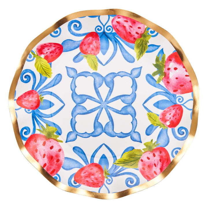 Wavy Salad Plate Bleu Strawberries - 8pkg