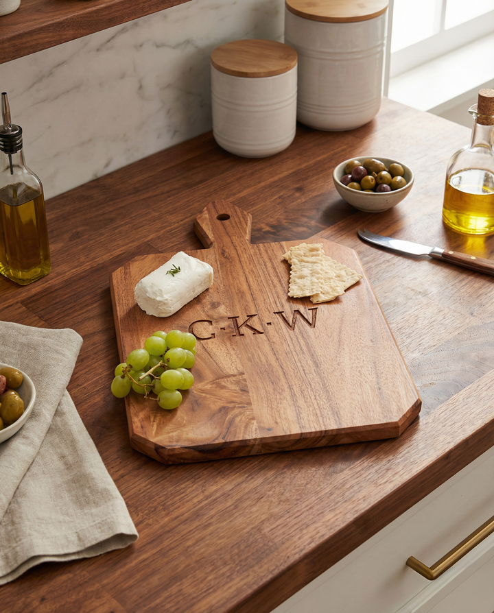 Acacia Heirloom Board w/ Handle Rectangle | Personalize | 16 x 10"