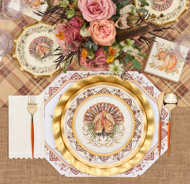 Turkey & Gourds: Thanksgiving Table for 16