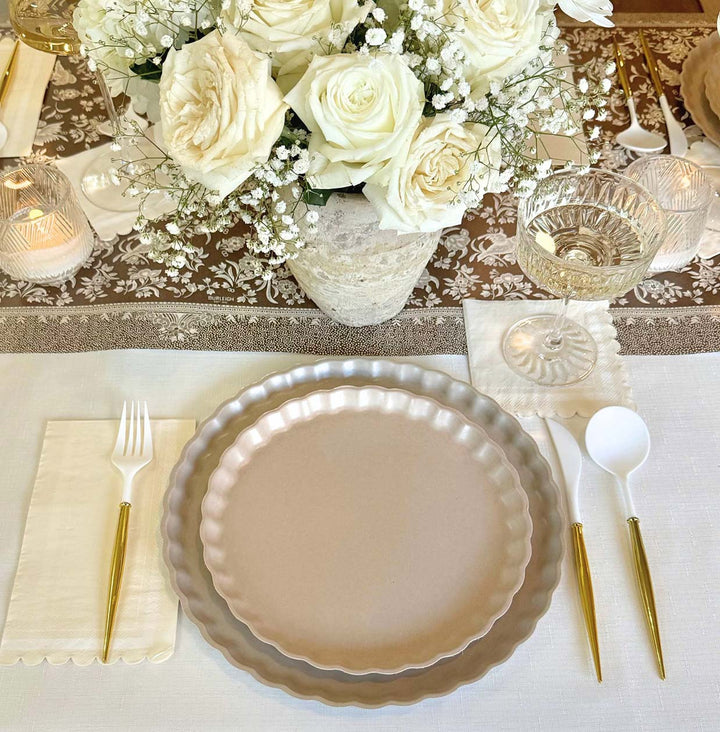 Royal Peacock Table Setting - Brown & Cream
