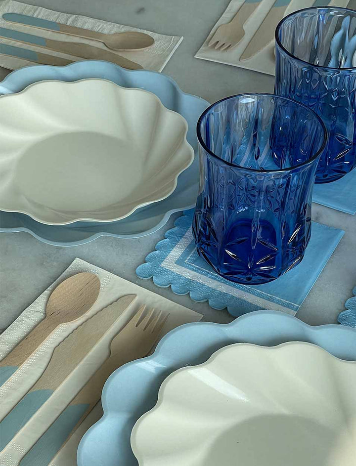 Cocktail Napkin Scalloped Edge Sky Blue/20 pkg