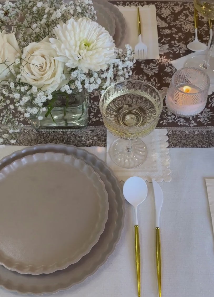 Royal Peacock Table Setting - Brown & Cream