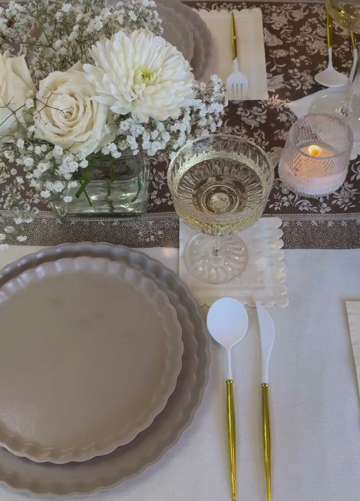 Royal Peacock Table Setting - Brown & Cream