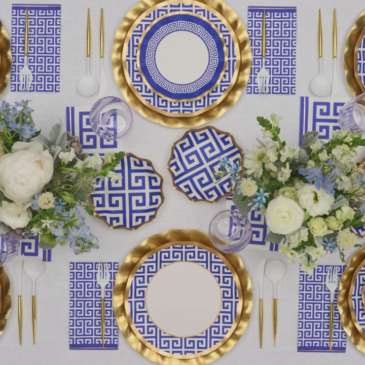 Greek Key Wavy Paper Dinner Plate/8pk