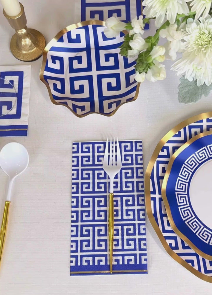 Greek Key Wavy Paper Dinner Plate/8pk