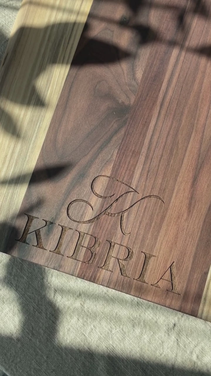 Personalized Live Edge Walnut Single Handle Charcuterie Board - 24" x 12"
