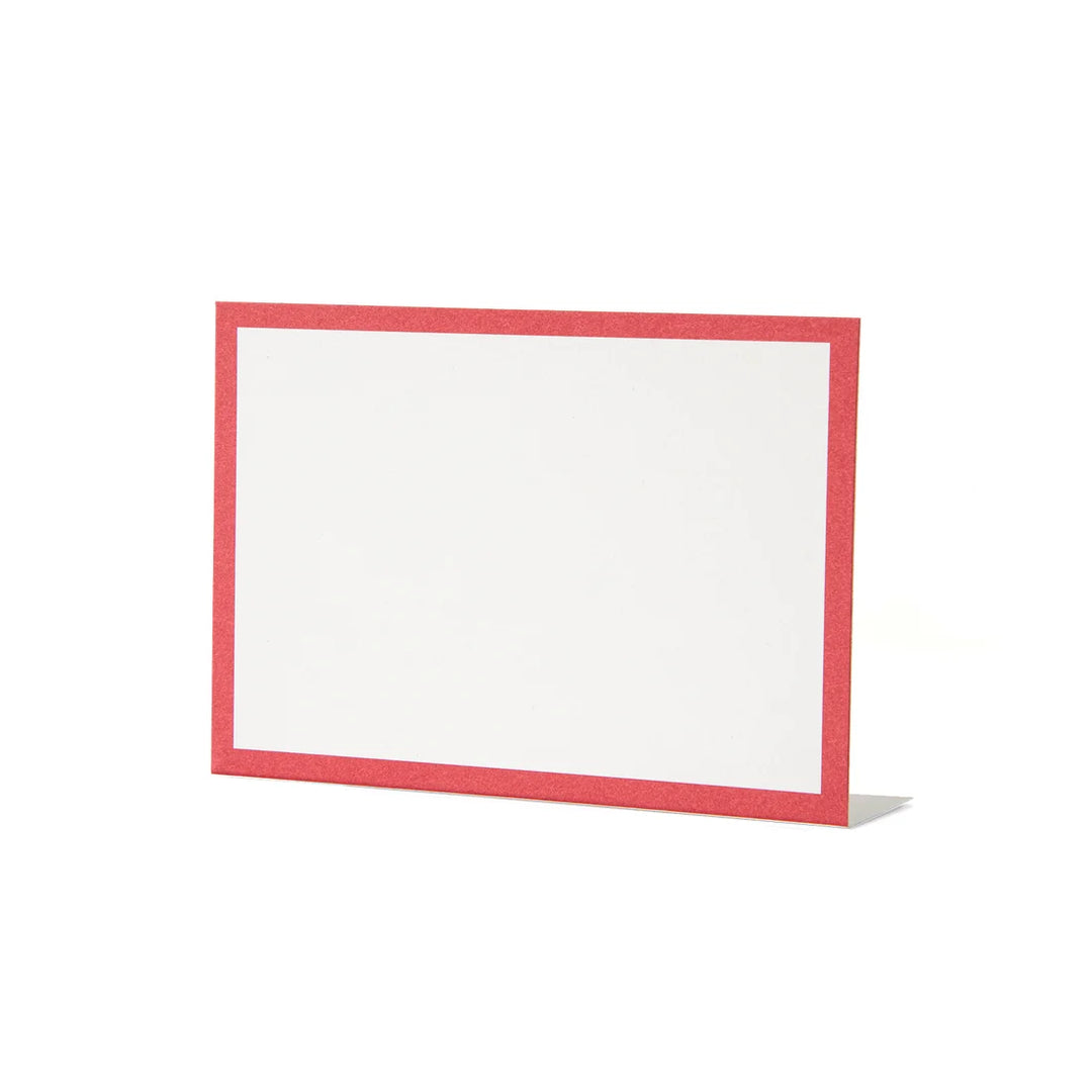 Hester & Cook Red Frame Place Card with a blank white center and red border, suitable for buffet labels.