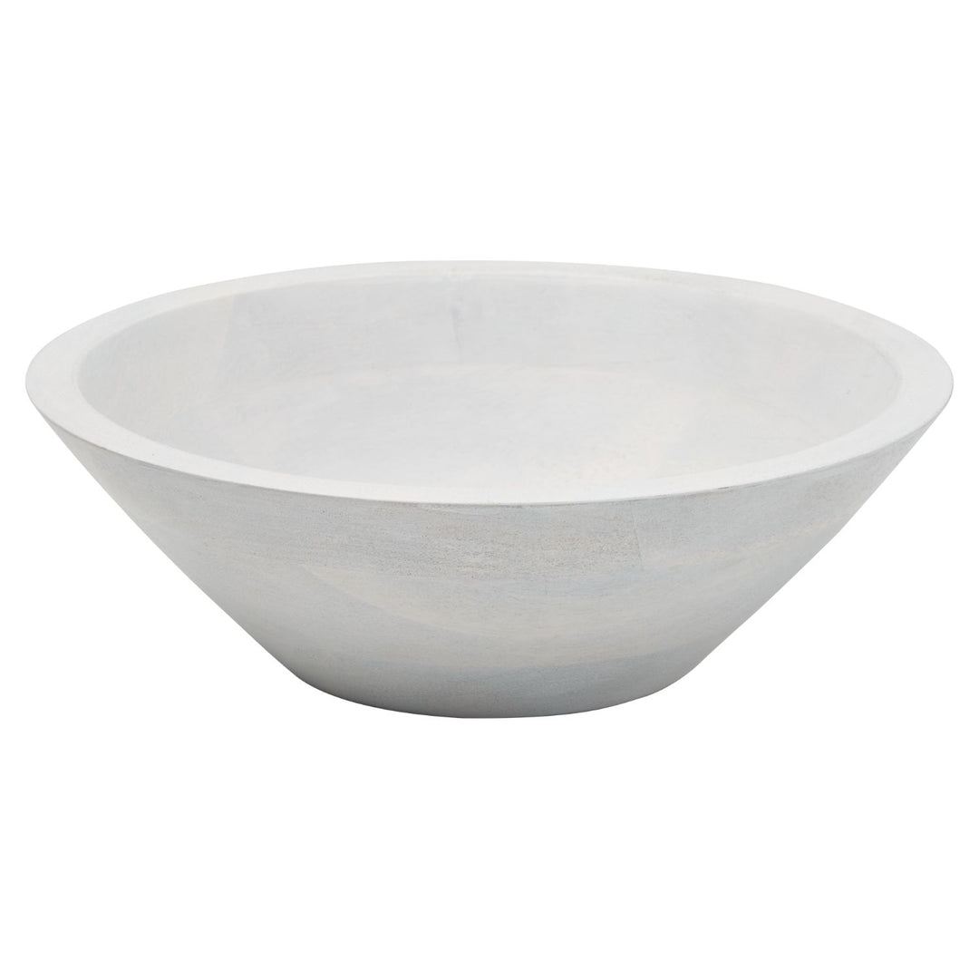Modern Mango Wood Bowl | White | 9 x 2.75"
