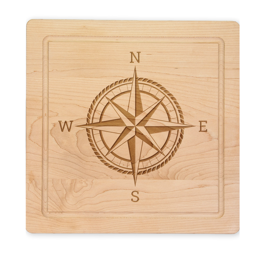 Maple Square Board | Compass Rose | 12 x 12"