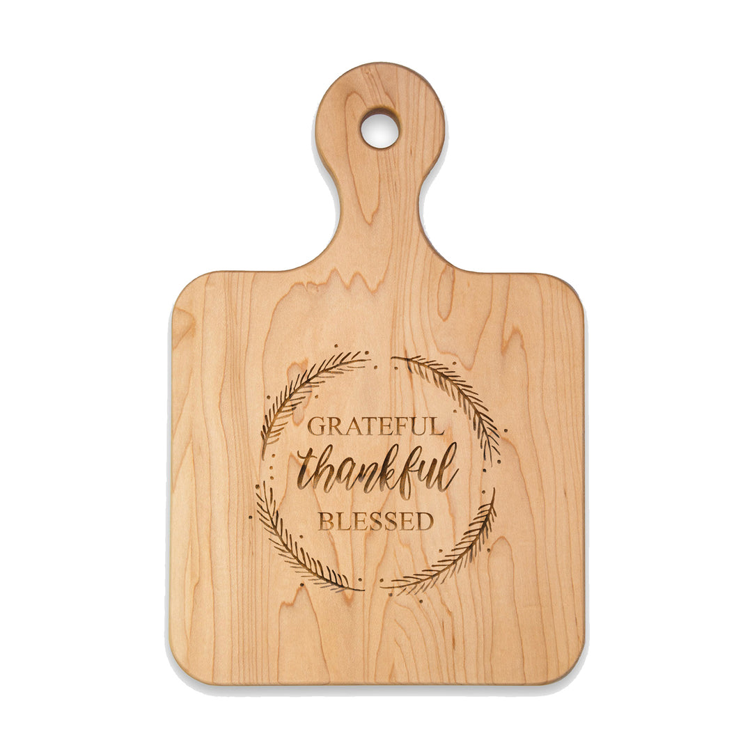 Grateful, Thankful, Blessed - Artisan Maple Wood Cutting & Cheeseboard 12 x 8"
