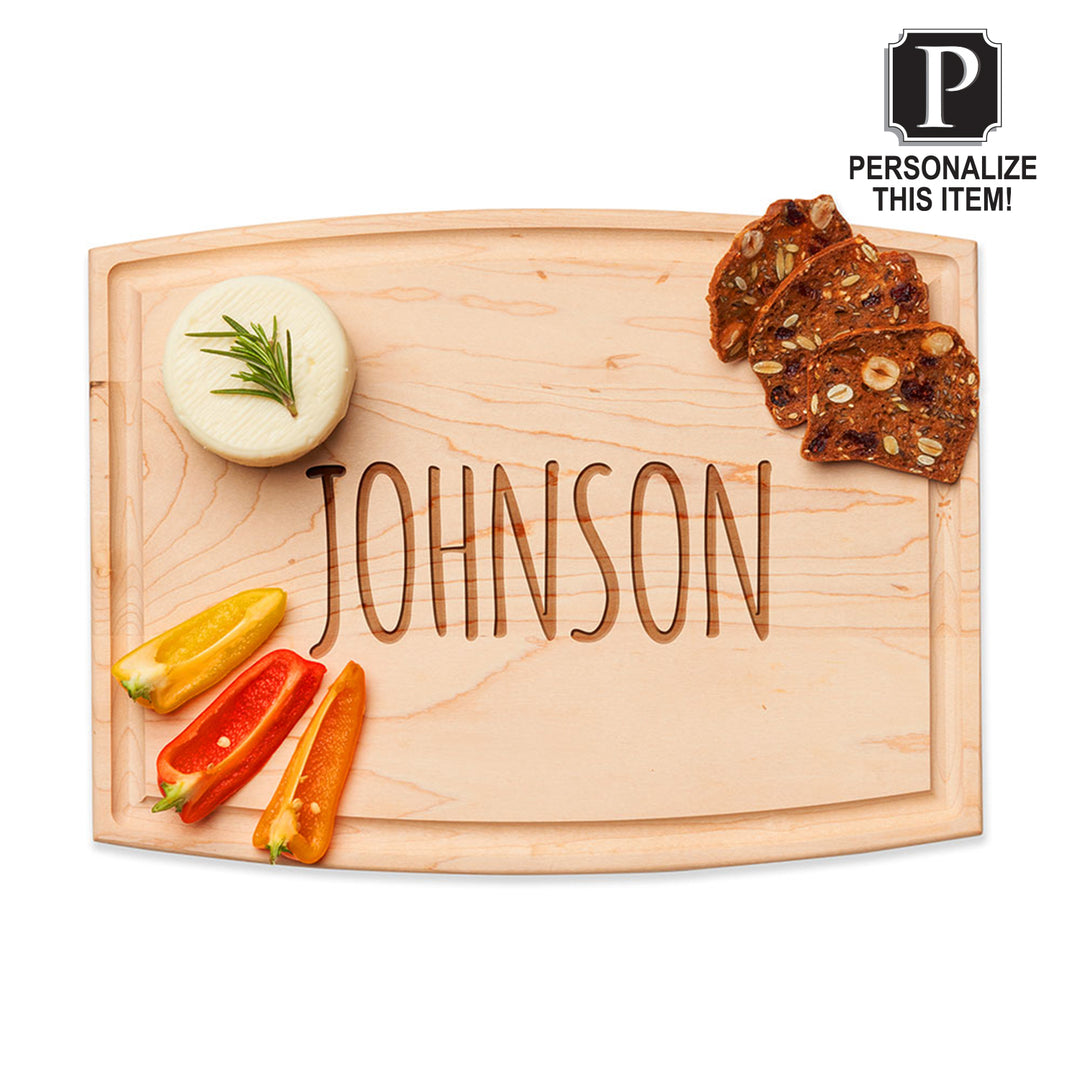 Personalized Arched Artisan Maple Board | Family Name | 12 x 9"