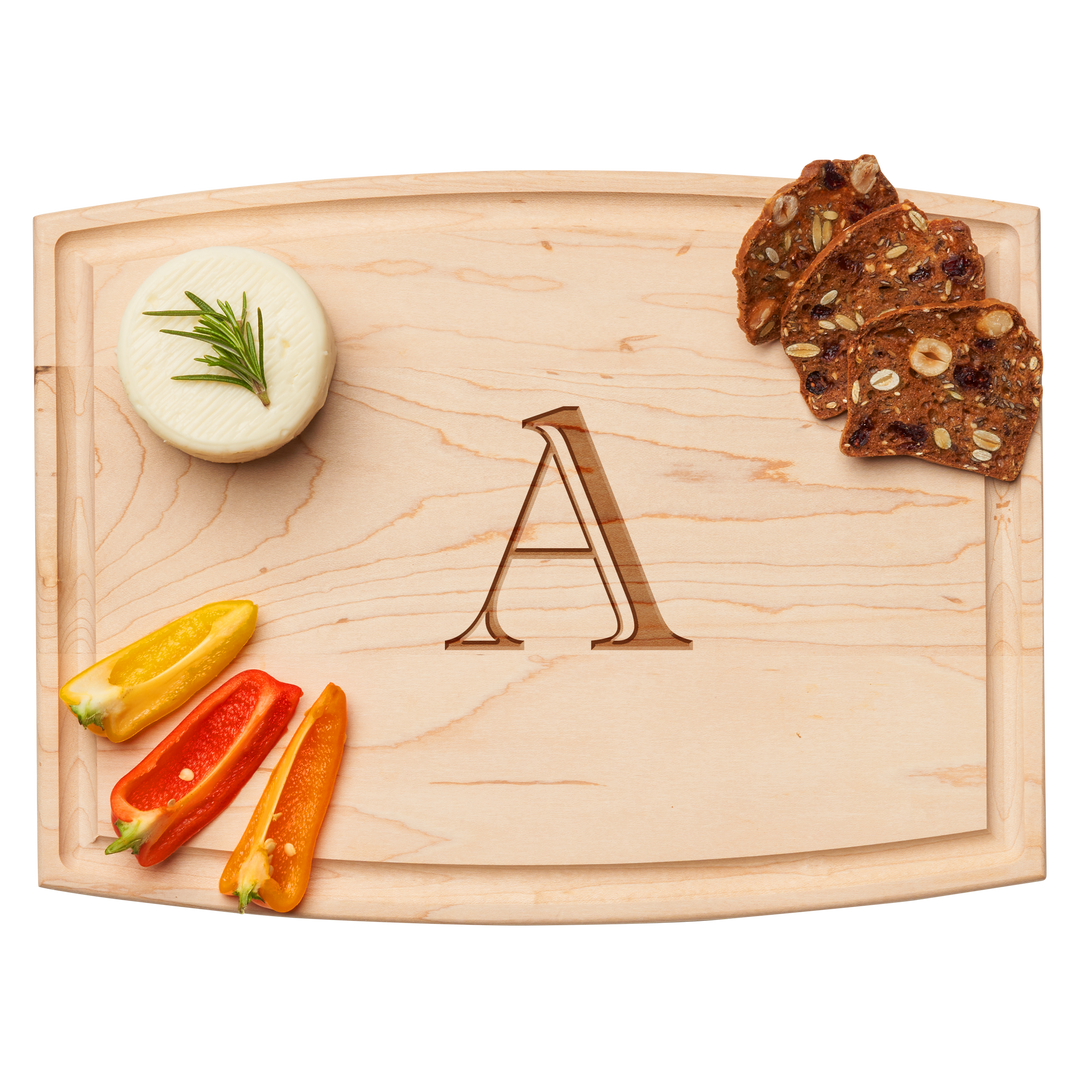 Arched Artisan Maple Board | Single Initial | 12 x 9"