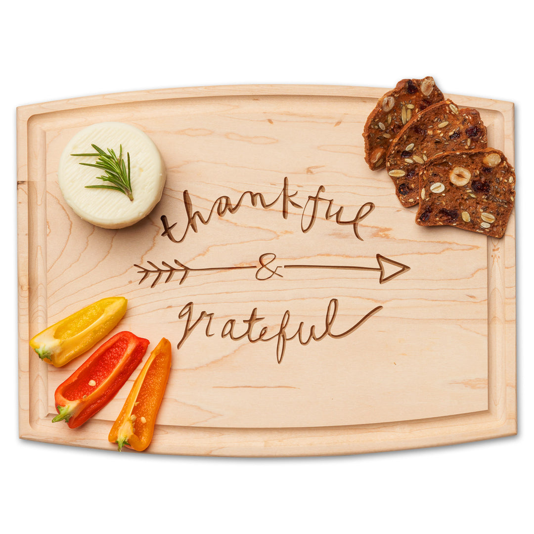 Arched Artisan Maple Board | Thankful & Grateful | 12 x 9"