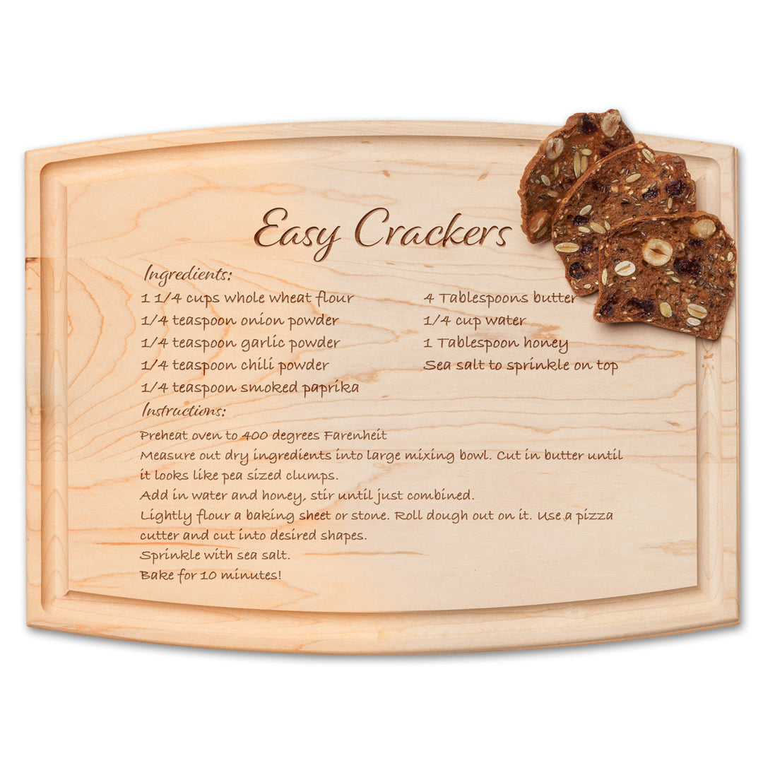 Engraved Recipe Arched Artisan Maple Board | 12 x 9"