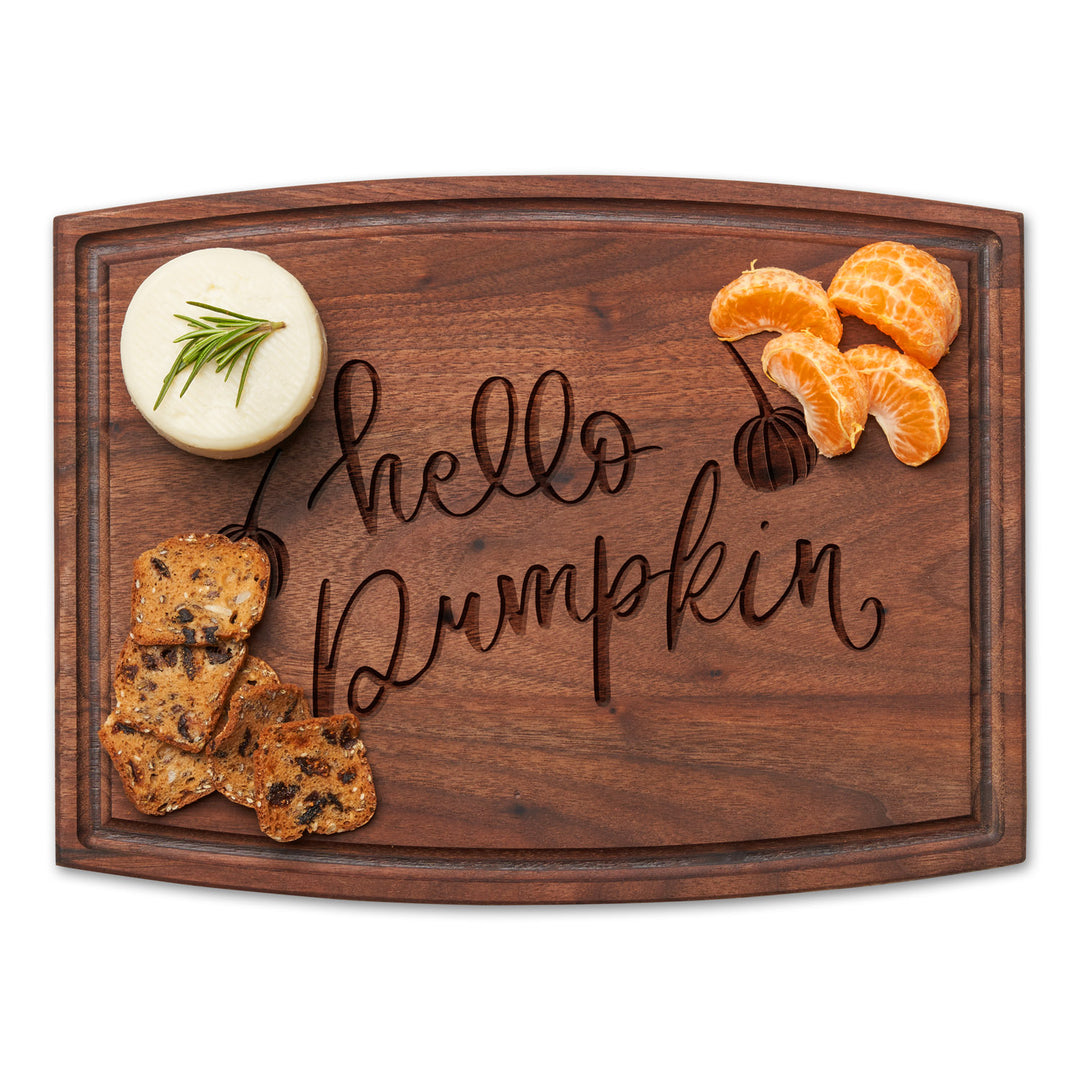 Arched Artisan Walnut Board | Hello Pumpkin | 12 x 9"