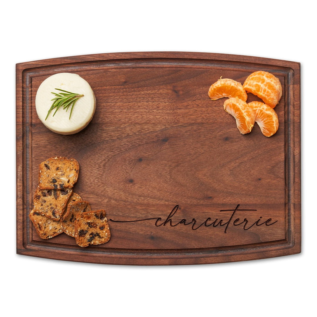 Arched Artisan Walnut Board | Charcuterie Script | 12 x 9"