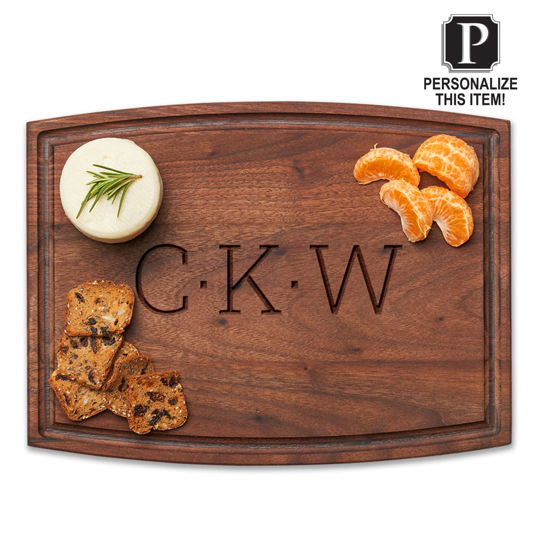 Personalized Arched Artisan Walnut Board | Initials | 12 x 9"