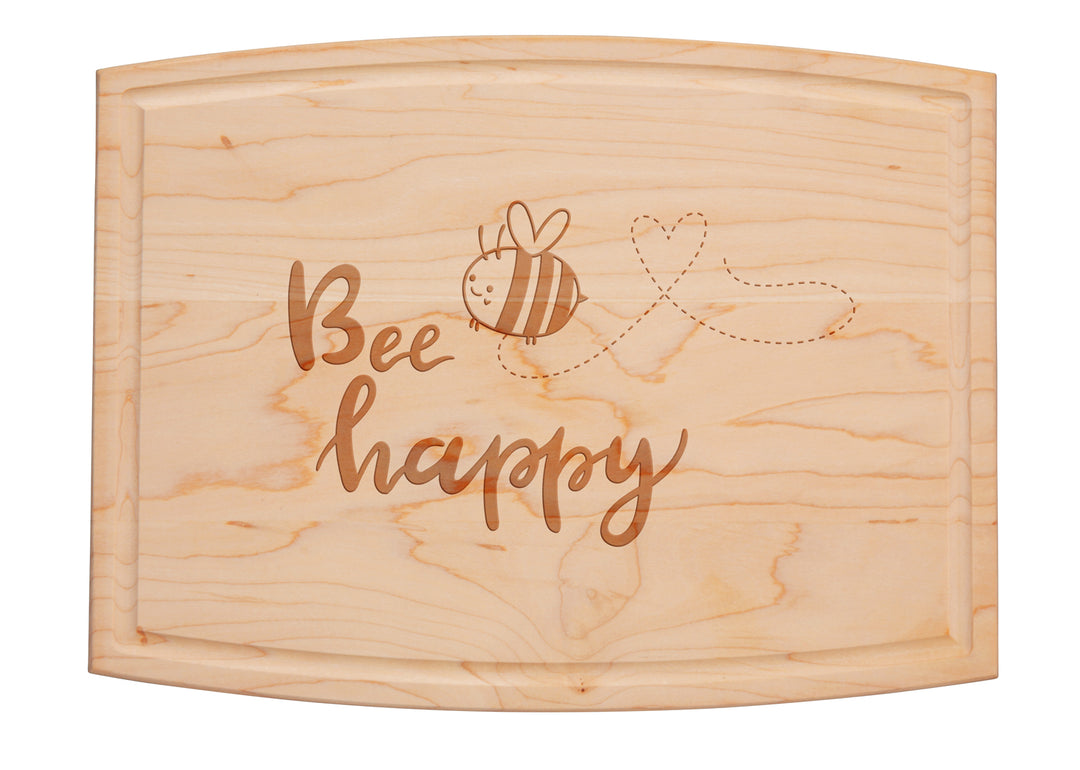 Maple Wood Arched Artisan Board | Bee Happy | 12 x 9"