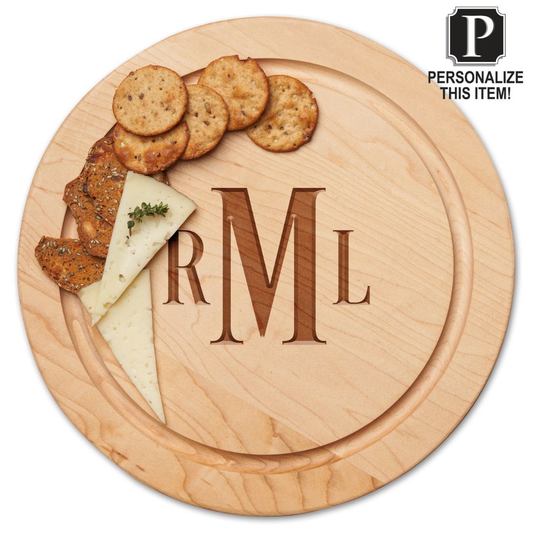 Personalized Maple Wood Cutting + Cheeseboard Round 12" x 12"